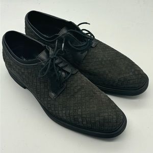 Donald J Pliner Mens Dress Shoes Charcoal Suede Calf Woven Oxfords 10M NWOT